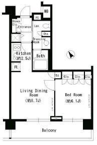 パークアクシス学芸大学(1LDK/7階)の間取り写真