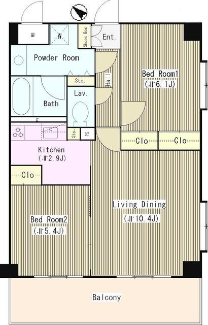 ベルフォーレ武蔵野(2LDK/3階)の間取り写真