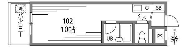 フローラル千歳台(ワンルーム/1階)の間取り写真