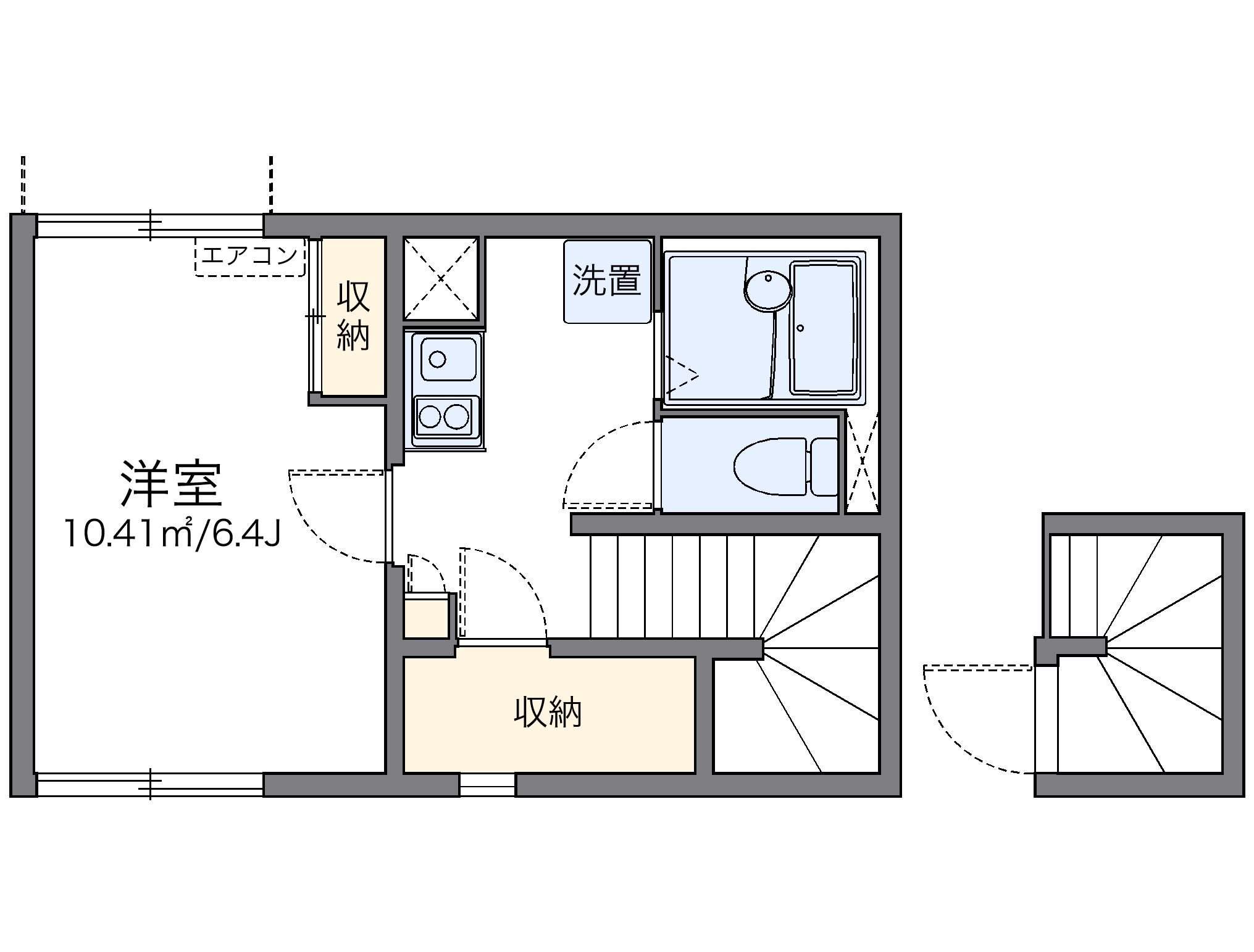 レオネクストWONDER(1K/2階)の間取り写真