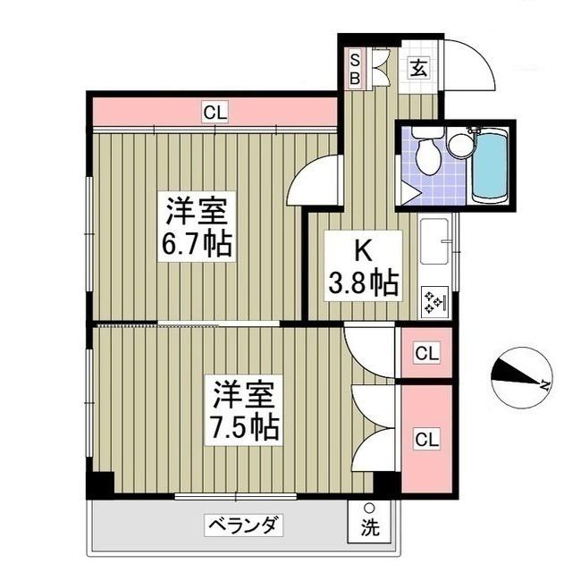 小茂根ビル(2K/2階)の間取り写真