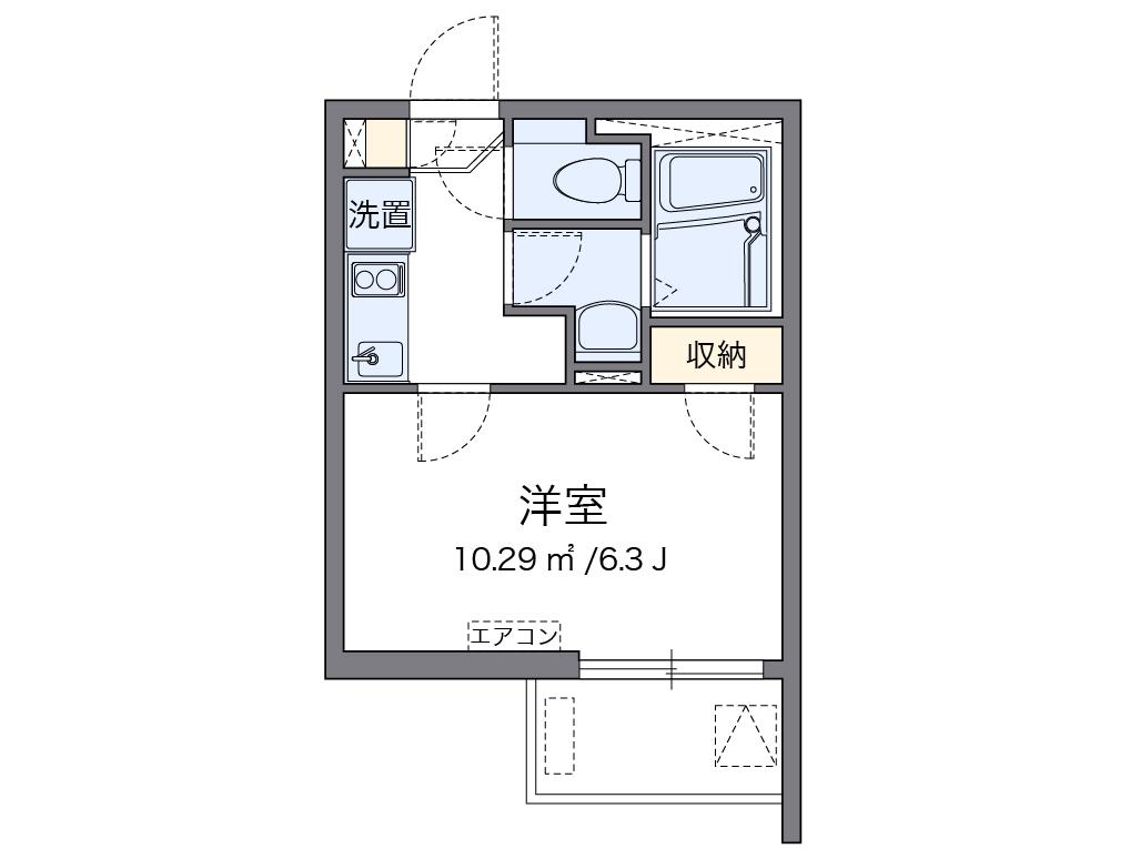 クレイノシャ ブラン プティ(1K/2階)の間取り写真