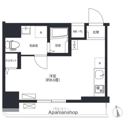 RENO新宿若松町(ワンルーム/10階)の間取り写真