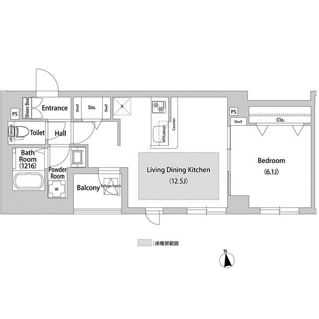 BLESS西巣鴨(1LDK/5階)の間取り写真