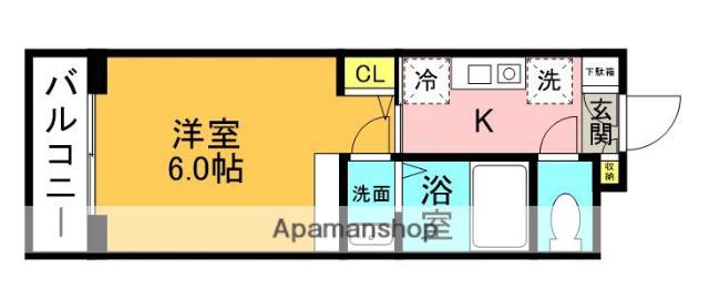 ロイヤルコート武蔵境(1K/2階)の間取り写真