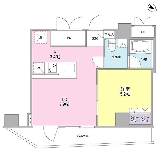 ステイレジデンス西新宿(1LDK/13階)の間取り写真