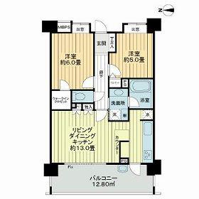 ライオンズマンション中野平和の森公園(2LDK/5階)の間取り写真