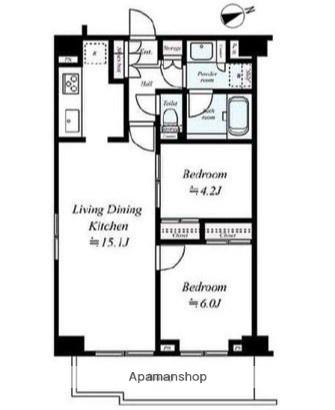フュージョナル王子RICOTT(2LDK/6階)の間取り写真