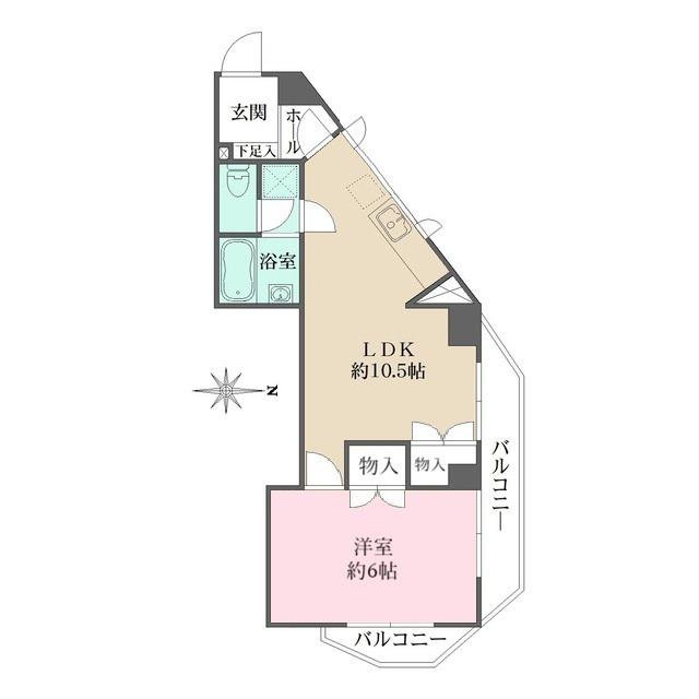 第一石原ビル(2K/6階)の間取り写真