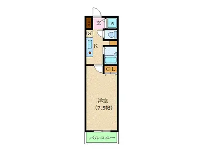 カスタリア新宿(1K/8階)の間取り写真