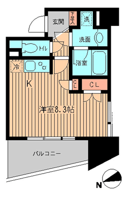 KDXレジデンス神楽坂(ワンルーム/2階)の間取り写真