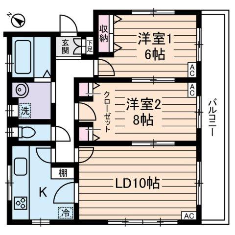 ABODE AZABU(2LDK/1階)の間取り写真