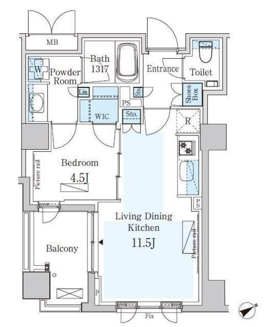 パークアクシスプレミア表参道(1LDK/2階)の間取り写真