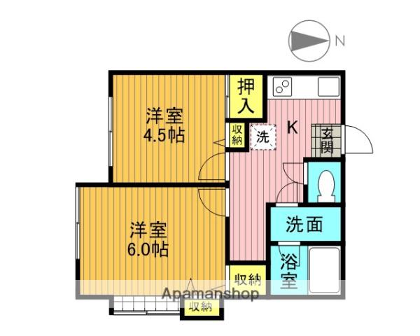 井口アパート(2K/1階)の間取り写真