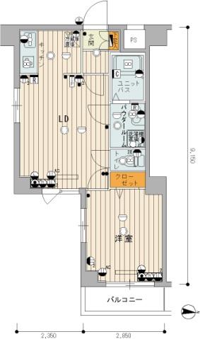 スカイコートヌーベル中村橋(1LDK/1階)の間取り写真