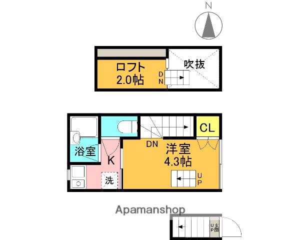 グレースアロー経堂(1K/2階)の間取り写真
