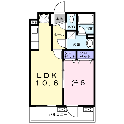 グランドレジデンスMエイト(1LDK/4階)の間取り写真