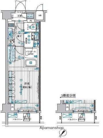 ブライズ中野南台(1K/5階)の間取り写真