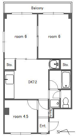 第2新井ハイツ(3DK/3階)の間取り写真