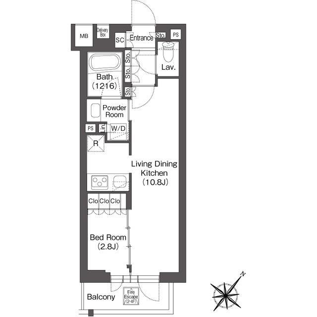 レフィールオーブ代々木(1LDK/3階)の間取り写真