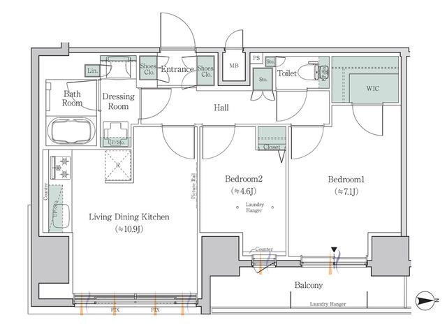 ワンルーフレジデンス板橋大山(2LDK/12階)の間取り写真