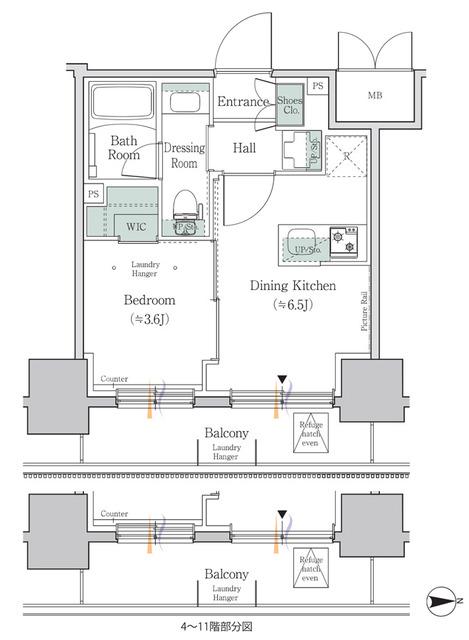 ワンルーフレジデンス板橋大山(1DK/7階)の間取り写真