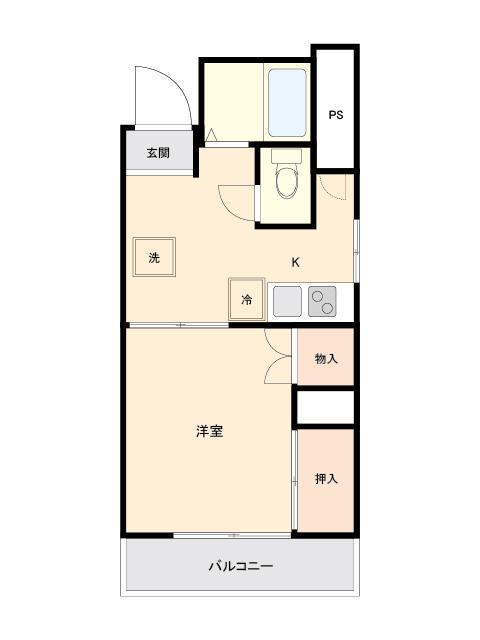 名島ハウス(1K/3階)の間取り写真