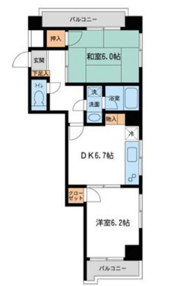 王子ハイツ(2DK/6階)の間取り写真