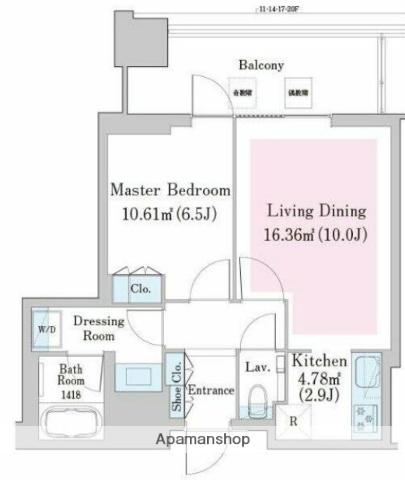 中野ステーションレジデンス(1LDK/20階)の間取り写真