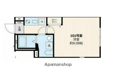 ベルシードステアー武蔵関(1K/1階)の間取り写真