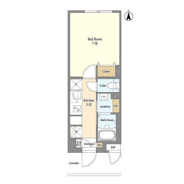 ラクラス中野南台(1K/2階)の間取り写真