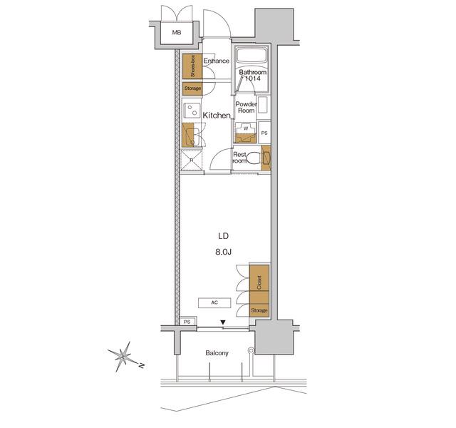 RJRプレシア東十条ガーデン(1K/6階)の間取り写真