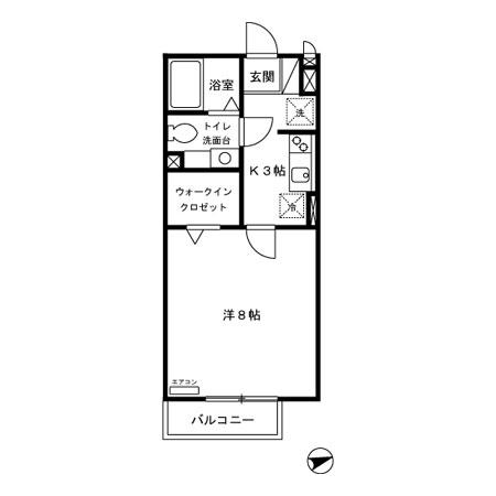 モナリエ平和台Ⅰ・Ⅱ・Ⅲ(1K/2階)の間取り写真