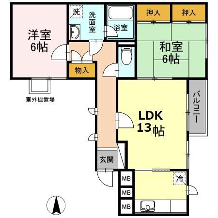 フォレストⅠ(2LDK/3階)の間取り写真