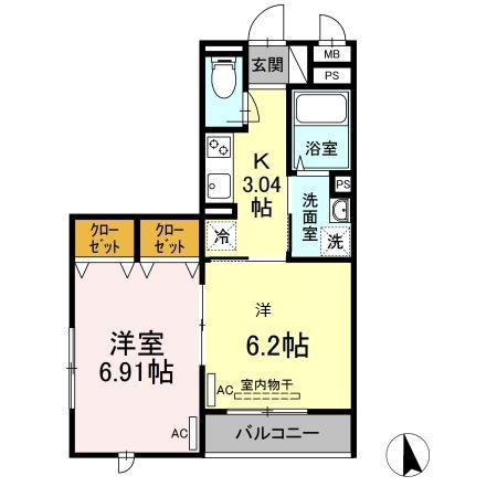 セジュール西台2(2K/2階)の間取り写真