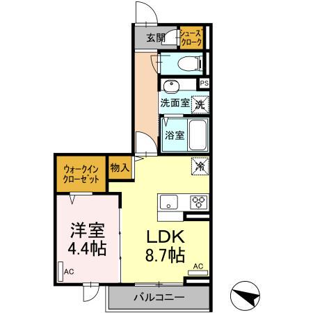 エクセリア上鷺宮Ⅱ(1LDK/2階)の間取り写真