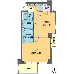 カスタリア高輪(1LDK/2階)の間取り写真