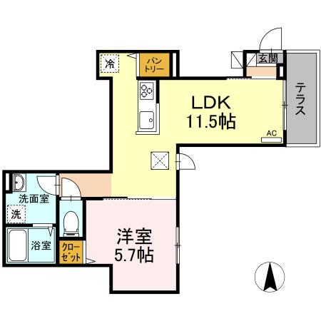 エクセリア滝野川(1LDK/1階)の間取り写真