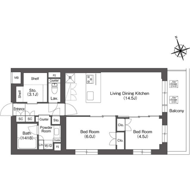 ルーウェ東大泉(2LDK/2階)の間取り写真