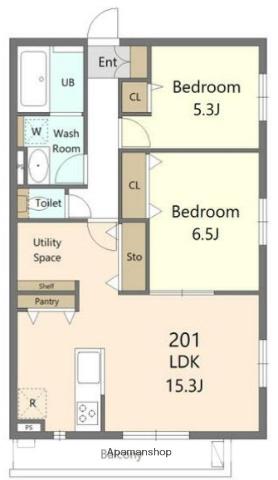 LOTUS Ⅱ(2LDK/2階)の間取り写真