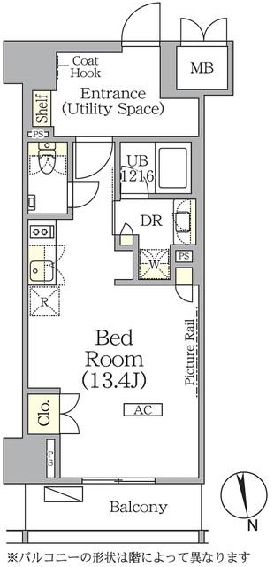 ザ・パークハビオ神楽坂レジデンスサウス(ワンルーム/9階)の間取り写真