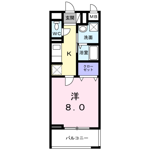 ドゥー・アヴェニール(1K/1階)の間取り写真