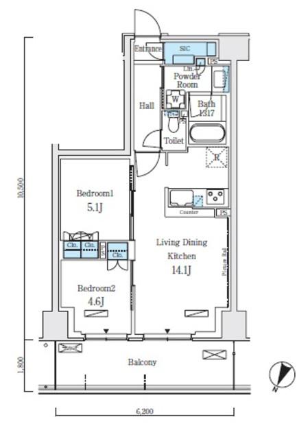 ロイヤルパークス赤羽ノース(2LDK/3階)の間取り写真