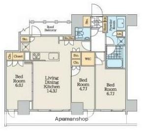 クレストコート中野富士見町(3LDK/8階)の間取り写真