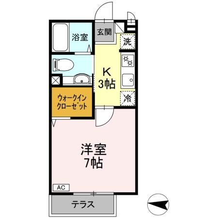 アレイヴィラ(1K/1階)の間取り写真