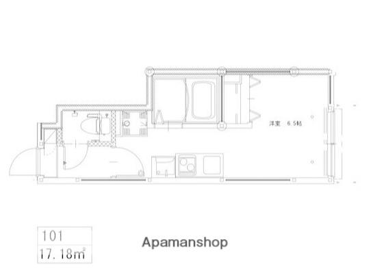 ソルナクレイシア三鷹Ⅱ(ワンルーム/1階)の間取り写真