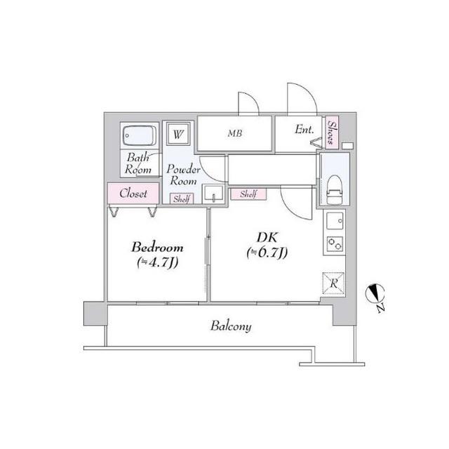 ヴァンテ・アン神楽坂(1DK/8階)の間取り写真