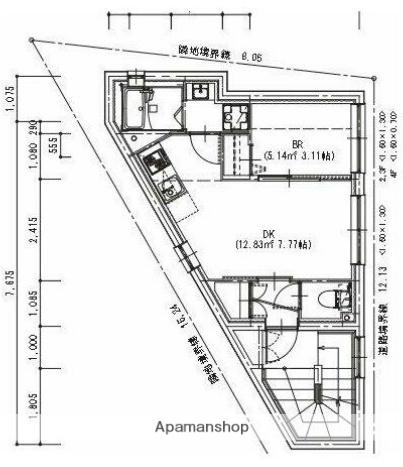 スワンクロスビル(1DK/3階)の間取り写真