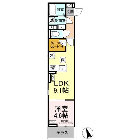 セレスティア池袋立教通(1LDK/1階)の間取り写真