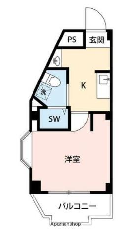 奥田トキワマンション(1K/3階)の間取り写真